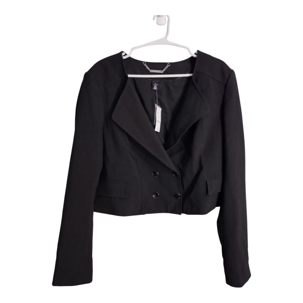 WHBM Crop Button Front Preppy Business Casual Office Minimalist Blazer Jacket 16